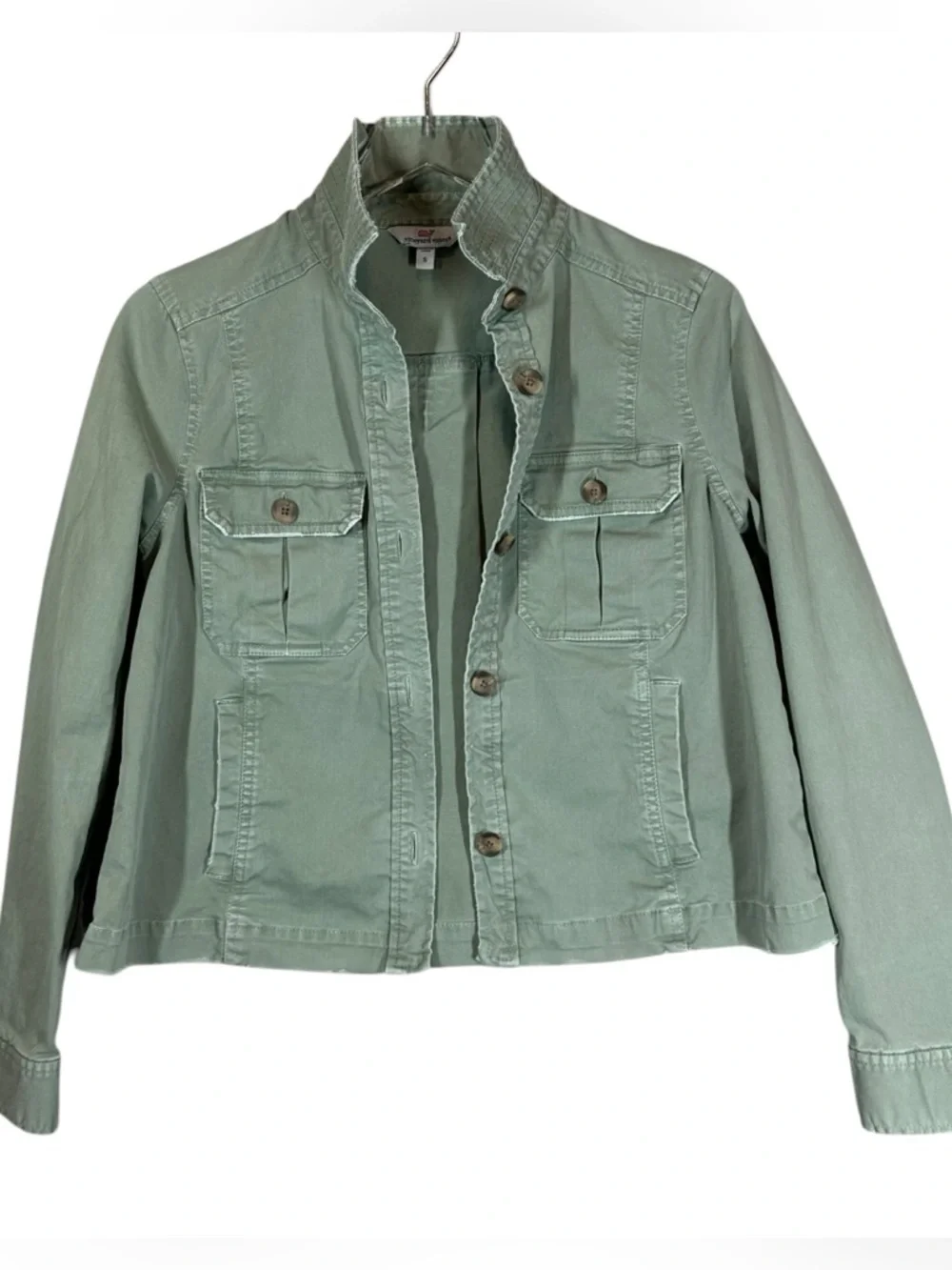 VINEYARD VINES Women's Small Army Green Military Inspired Utility Jacket Buttons - Picture 3 of 7